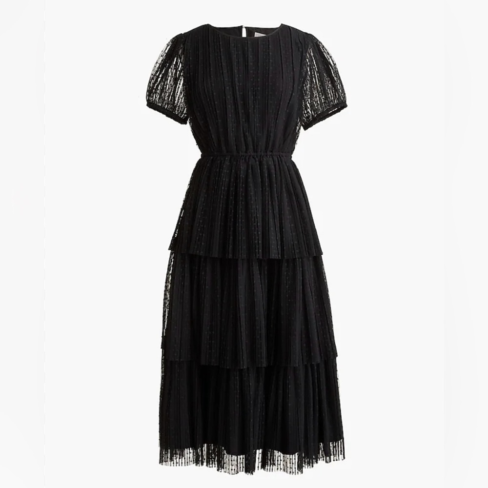 J Crew Pleated flock-dot puff-sleeve dress BNWT - Picture 1 of 4